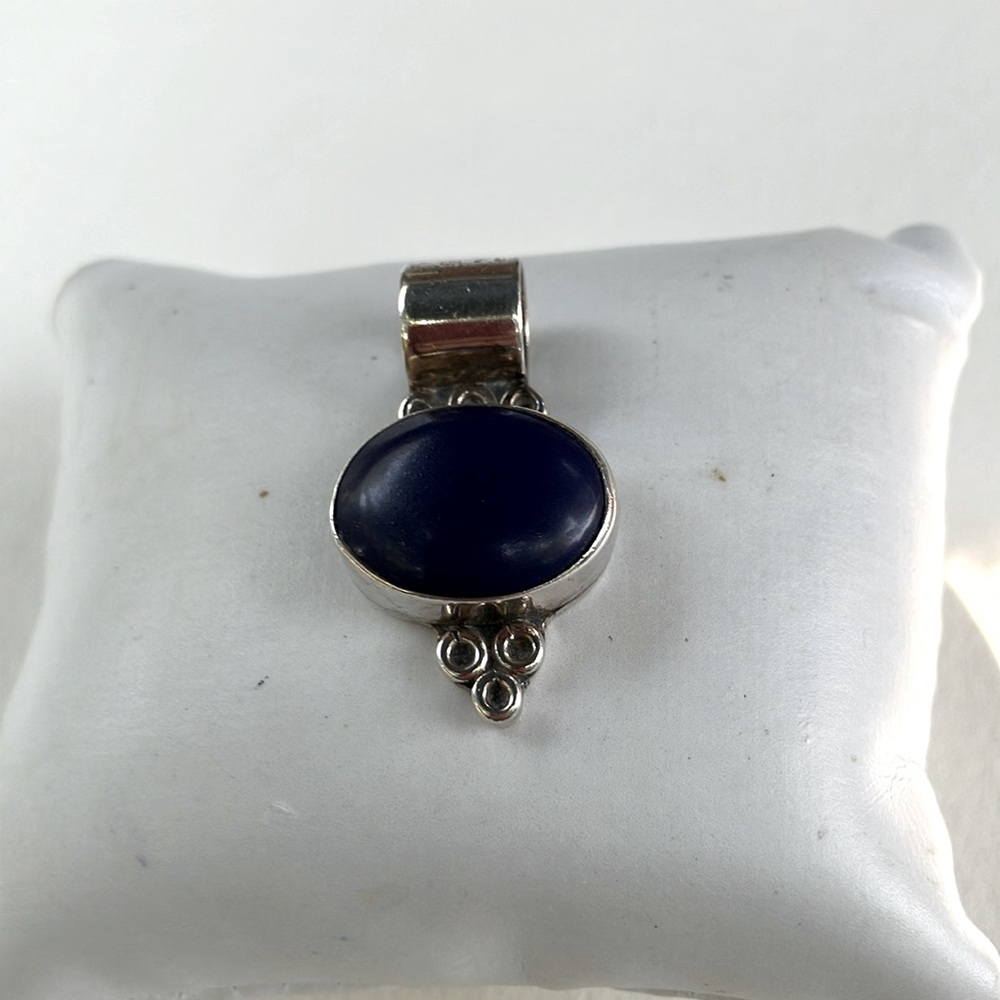 Large Taxco lapis lazuli sterling silver pendant, TH-161.